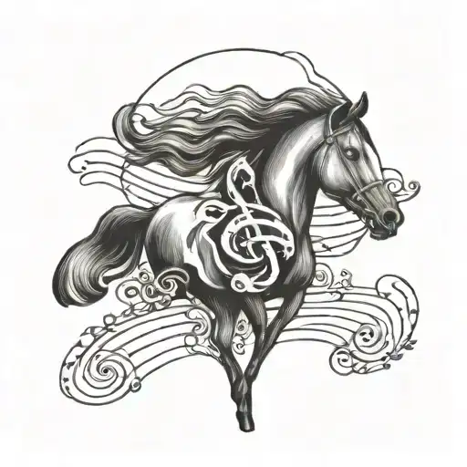 A Treble Clef Shaped Like A Horse Galloping Through A Field