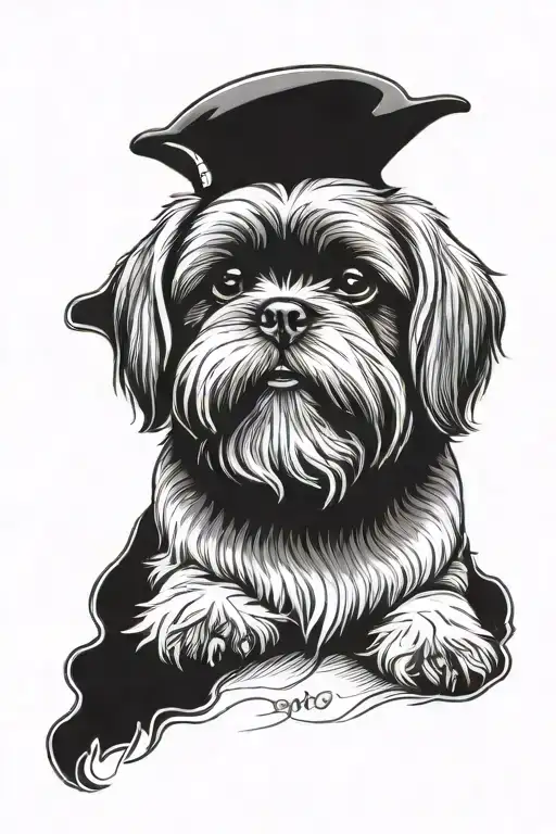 Dog Shih Tzu Portrait In Vingate Frame Oval