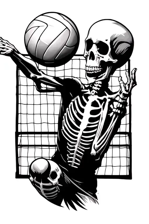 Skeleton Playing Volleyball