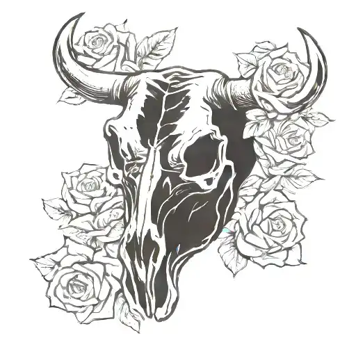 Cow Skull With Roses