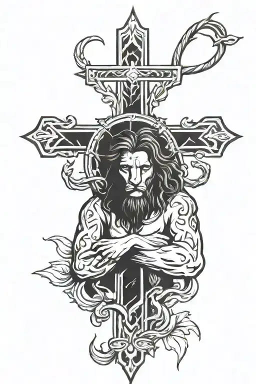 Jesus Cross With Lion