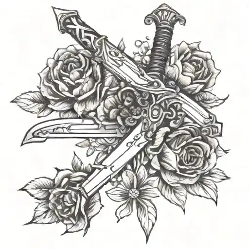 Sword Wrapped With Flowers