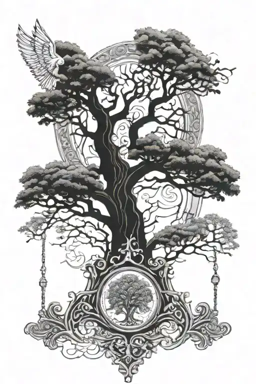 Tree Of Life Mirroring The Tree Of Knowledge Of Good And Evil With St Michael The Arch Angel