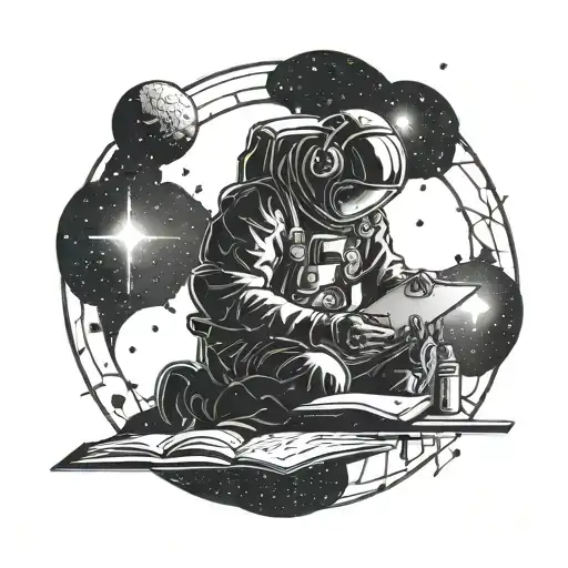 Galaxy With A Silhouette Of A Scientist Studying The Stars