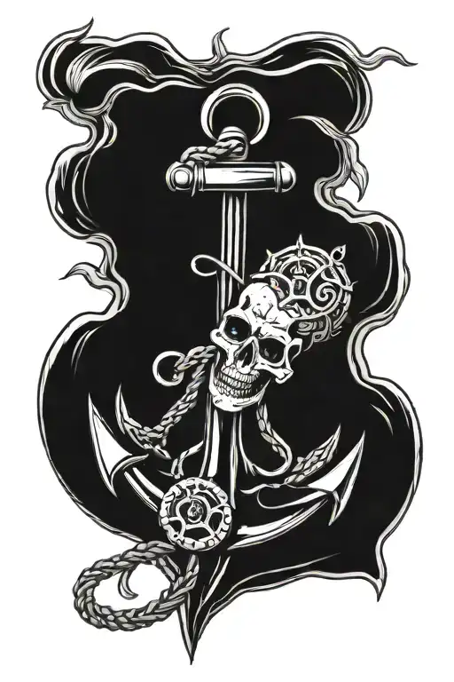 Anchor And Skull For Marine Life