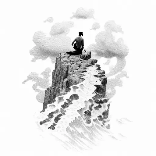 Man On A Cliff Above The Ocean