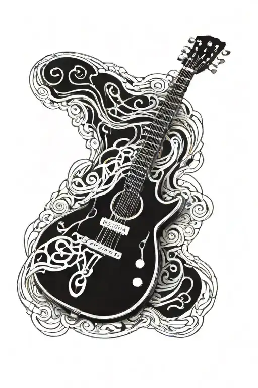 Guitar Fretboard Intertwined Representing