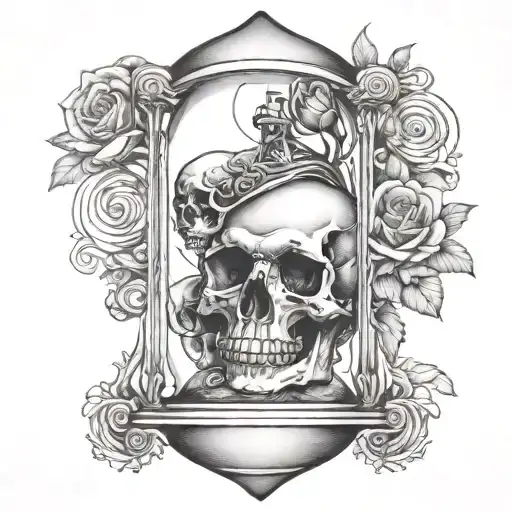 Hourglass With Skull In It Themed