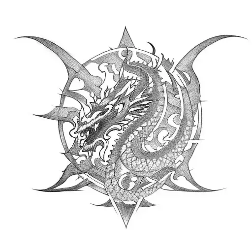 Create A Tatoo With Dragon And Samurai
