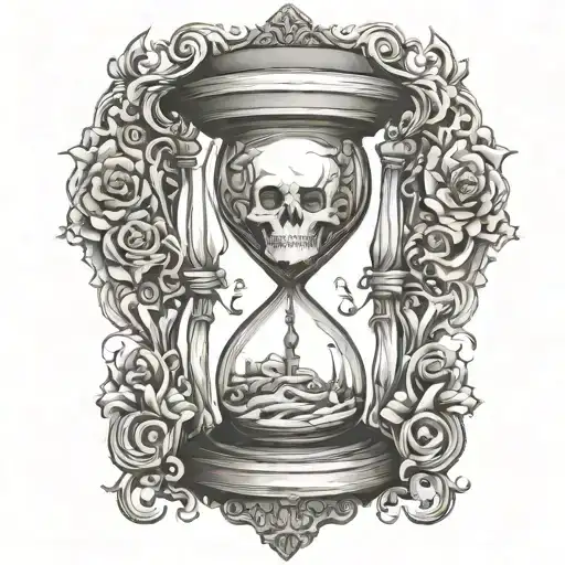 Hourglass With Skull In It Themed