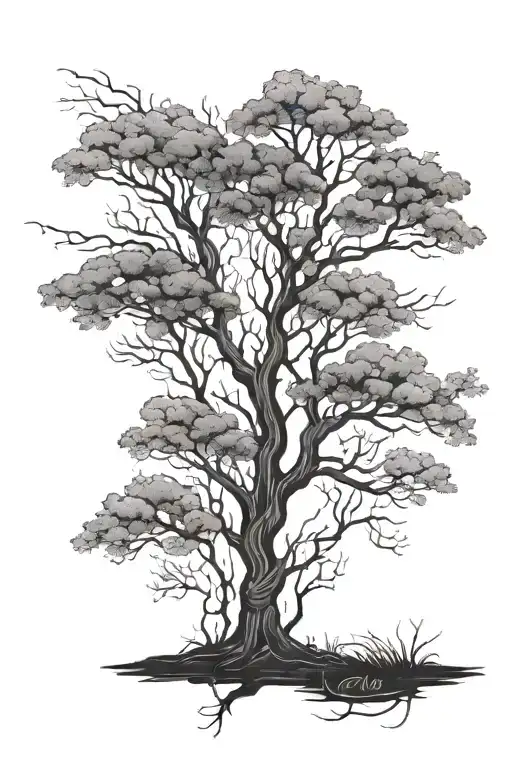 Shadows Of Tree With Line