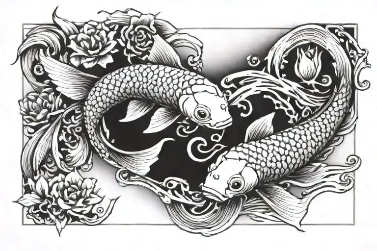 Koi Fish Chasing Another Koi Fish