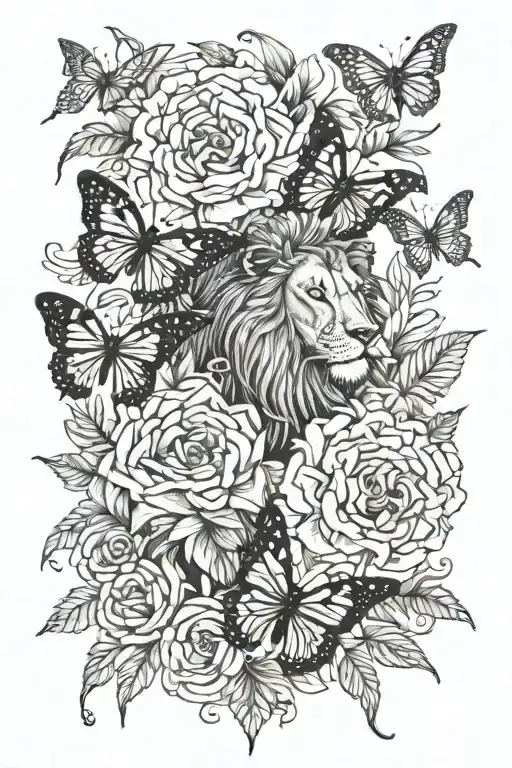 Butterflies Lion Flowers Date