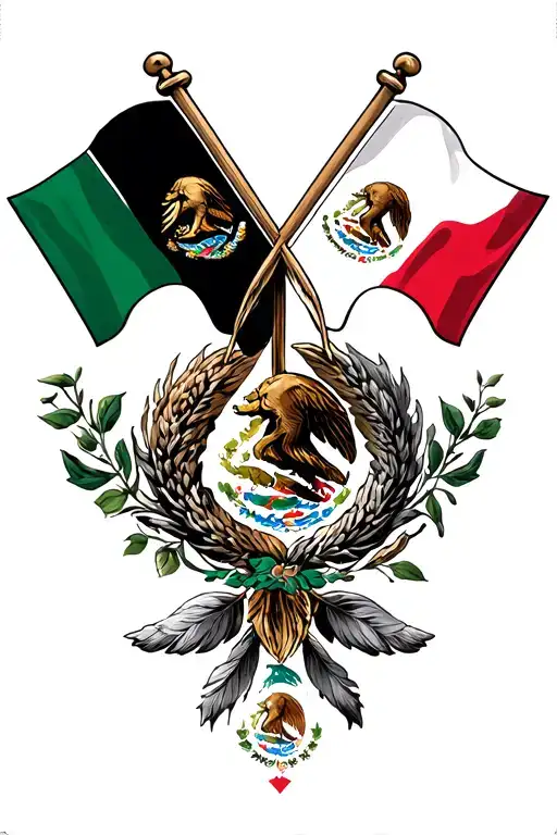 Mexican Texas Flags Intertwined