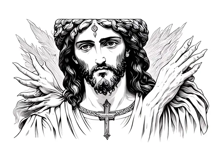 Jesus With Cross Intertwined