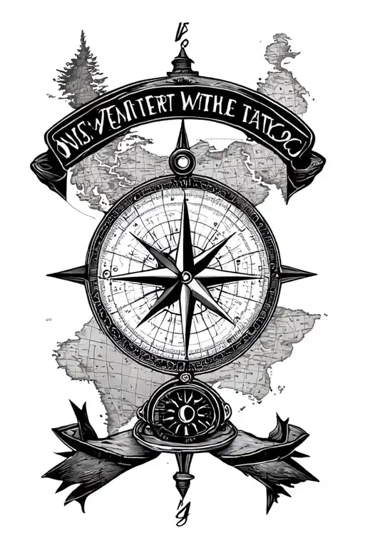 Incorporate A Compass And A Map With A Quote About Exploration And Discovery