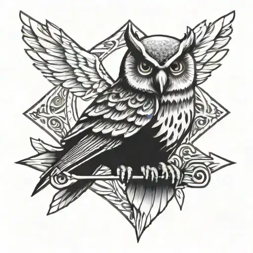 Owl Holding Arrow