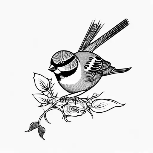 A Sparrow Bird Holding A Bloody Rose With Its Feet