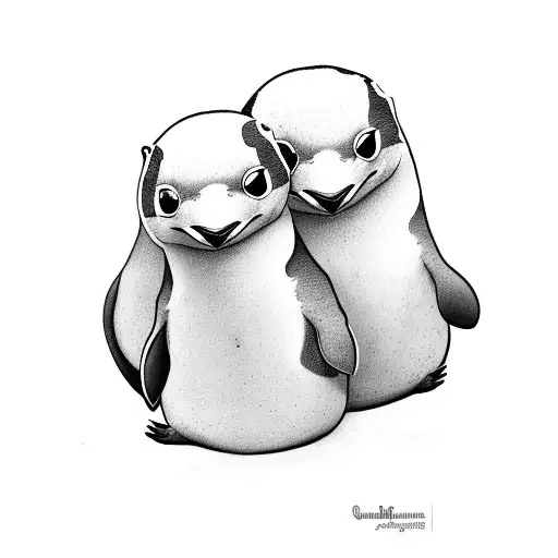 Penguin And Otter Cuddling