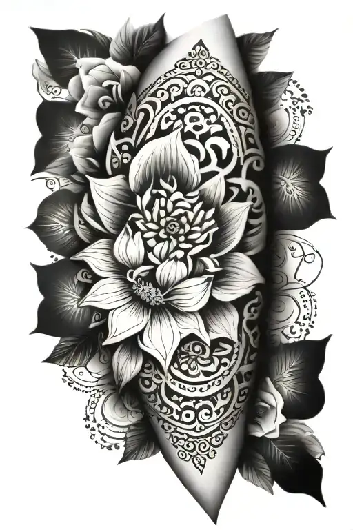 Floral Half Sleeve Forearm With Mandala