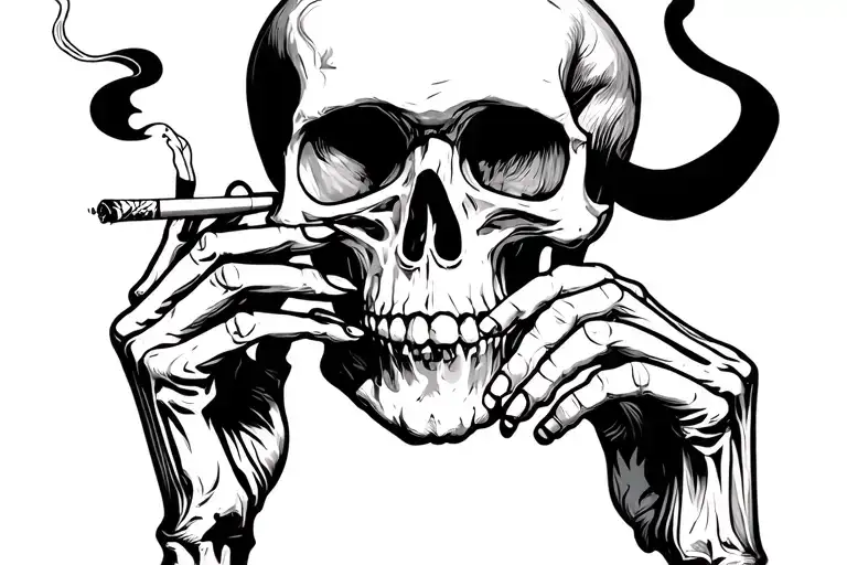 Skeleton Smoking A Cigarette