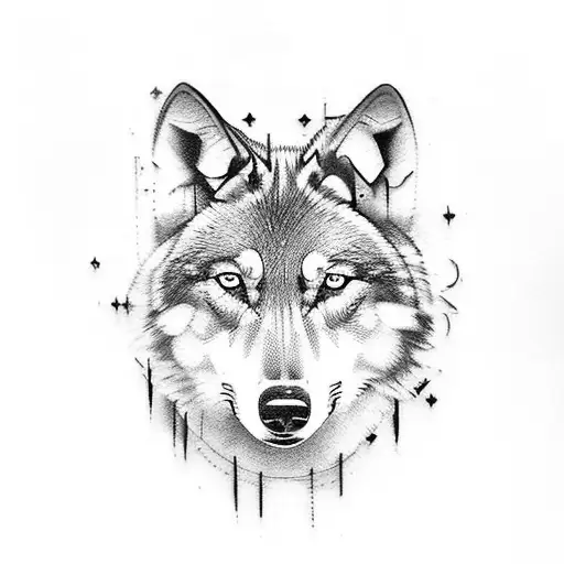 A Tattoo Design That Combines Music And Wolves In A Creative Way