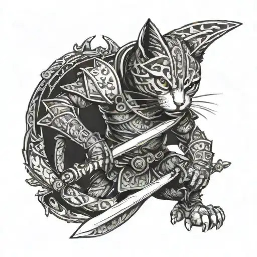 Cat Warrior Wielding A Sword Khajit Like Skyrim Inspired