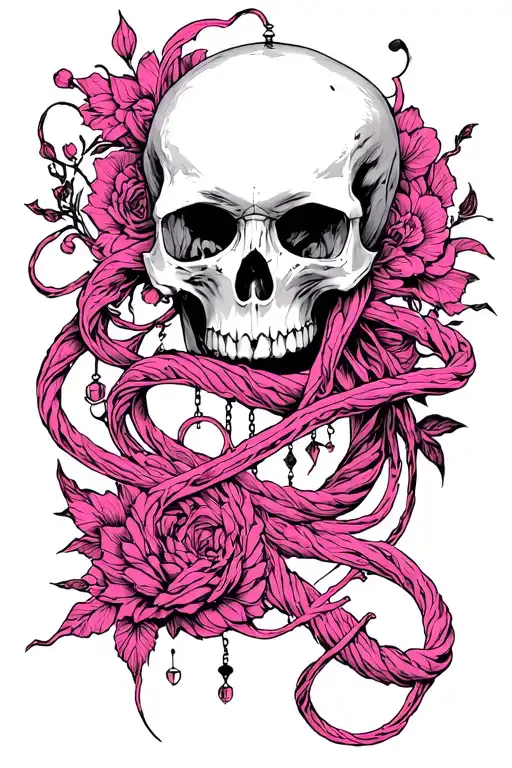 Skull Scoopendre Pink Intertwined Pendulum