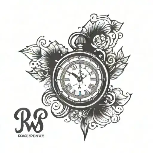 A Blackwork Tattoo Of A Stylized Clock With The Word 'Passionate' Incorporated Into The Design