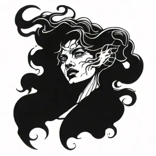 Medusa With Lightning Storm