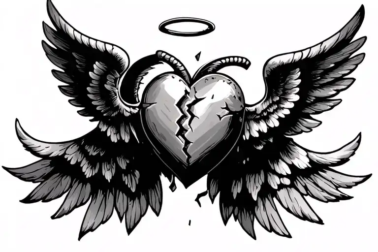 Broken Heart With Wings And Halo