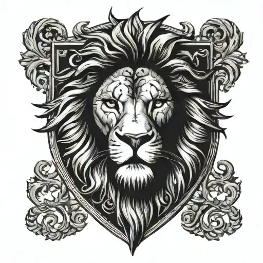 Lion Face In The Shadow Of A Coat Of Arms Lion