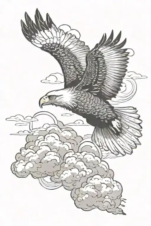 A Majestic Eagle Soaring Through The Clouds With A Parachute Trailing Behind It