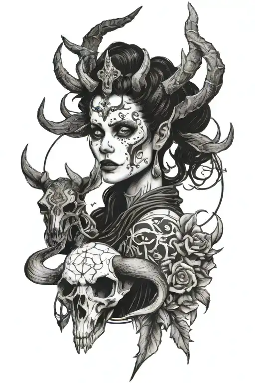 Succubus And Deer Skull Wearing