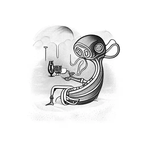 Alien Drinking Beer On The Beach