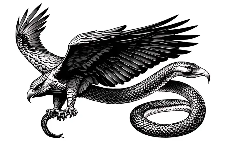 Hawk Swooping Up Snake