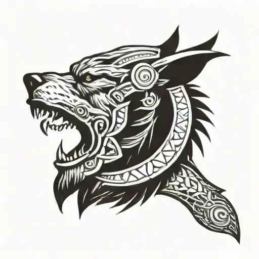 Side View Of A Berserker Wearing Wolf Head