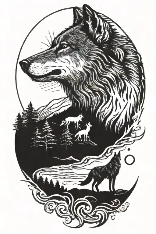 Wolf And Moon