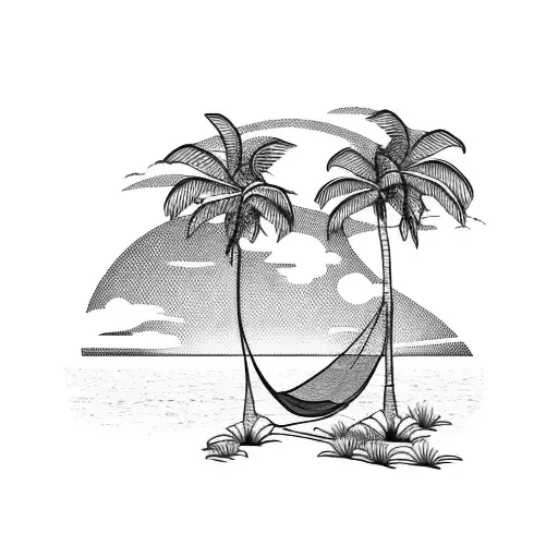 Palm Trees Hammock Beach Ocean Sunset