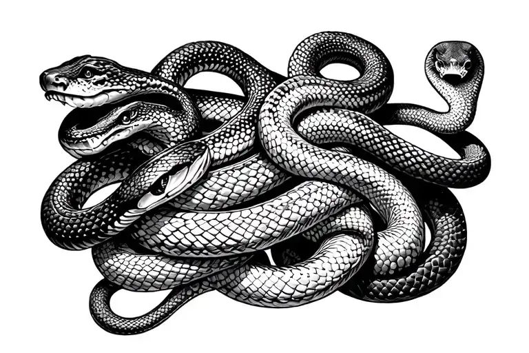 4 Different Snakes Wrapped Around A Leg