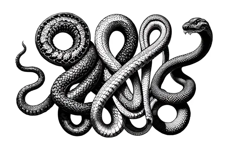 4 Different Snakes Wrapped Around A Leg