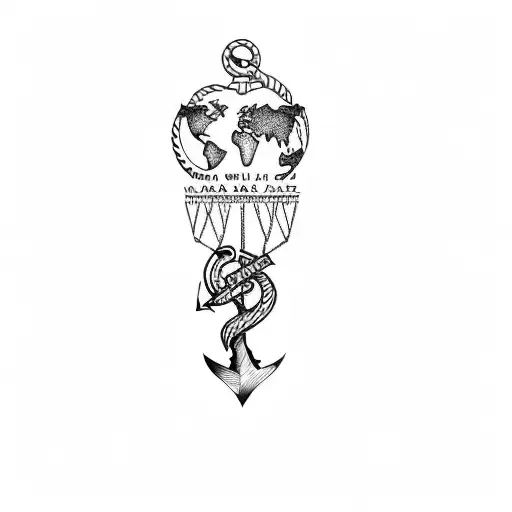 An Anchor And A World Map And Surf And Sea And May Birth Date