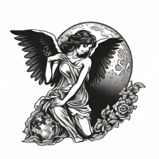 Angel Holding A Full Moon