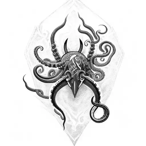 Kunai In Black And Red With Tentacles Coming Out From Behind