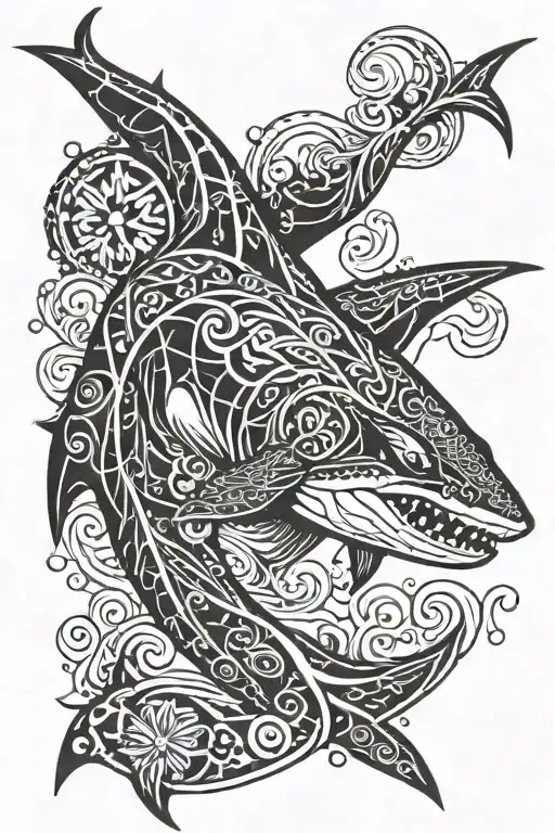 Flohida Inside Of A Polynesian Tribal Hammerhead Shark