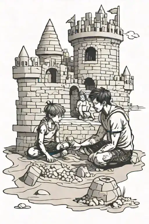 Building Sandcastle With Son Sitting