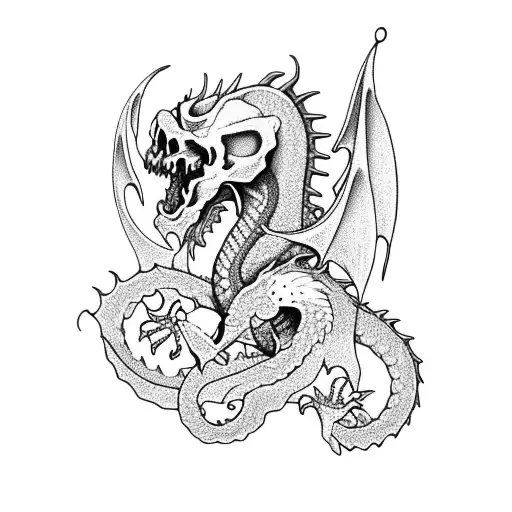Skull With Dragon Face Riding A Bike