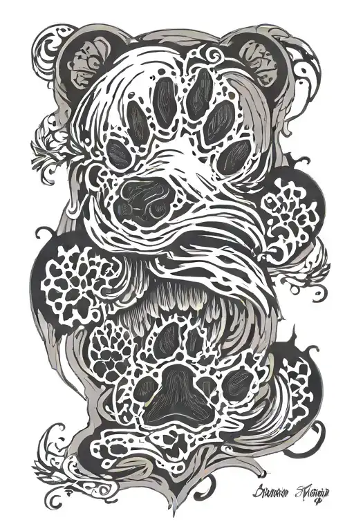 In Memory Tattoo With Bear Paw Prints Slowly Fading Away With Quote