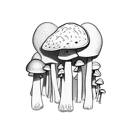 Mushroom Forest With Hidden Internet Symbols