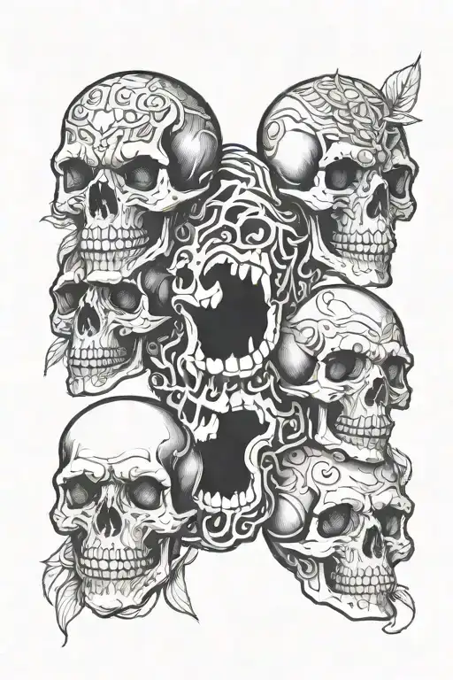 See No Evil Hear No Evil Speak No Evil Skull Totem Poll